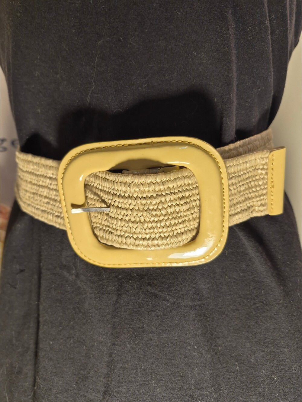 Straw Belt Stretchy Large Buckle Vintage Boho Tropical Beach Cottagecore Summer